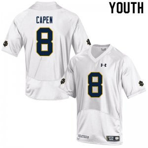 Notre Dame Fighting Irish Youth Cole Capen #8 White Under Armour Authentic Stitched College NCAA Football Jersey VKL7799ES